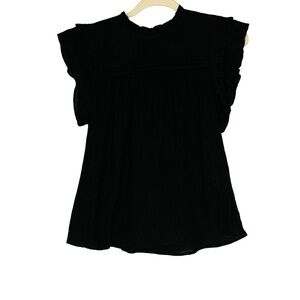 PINCH black‎ crepe flutter sleeveless blouse. Size L